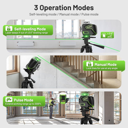 Nivel Láser Huepar 4D 4x360 Verde Bluetooth Autonivelante  S04CG