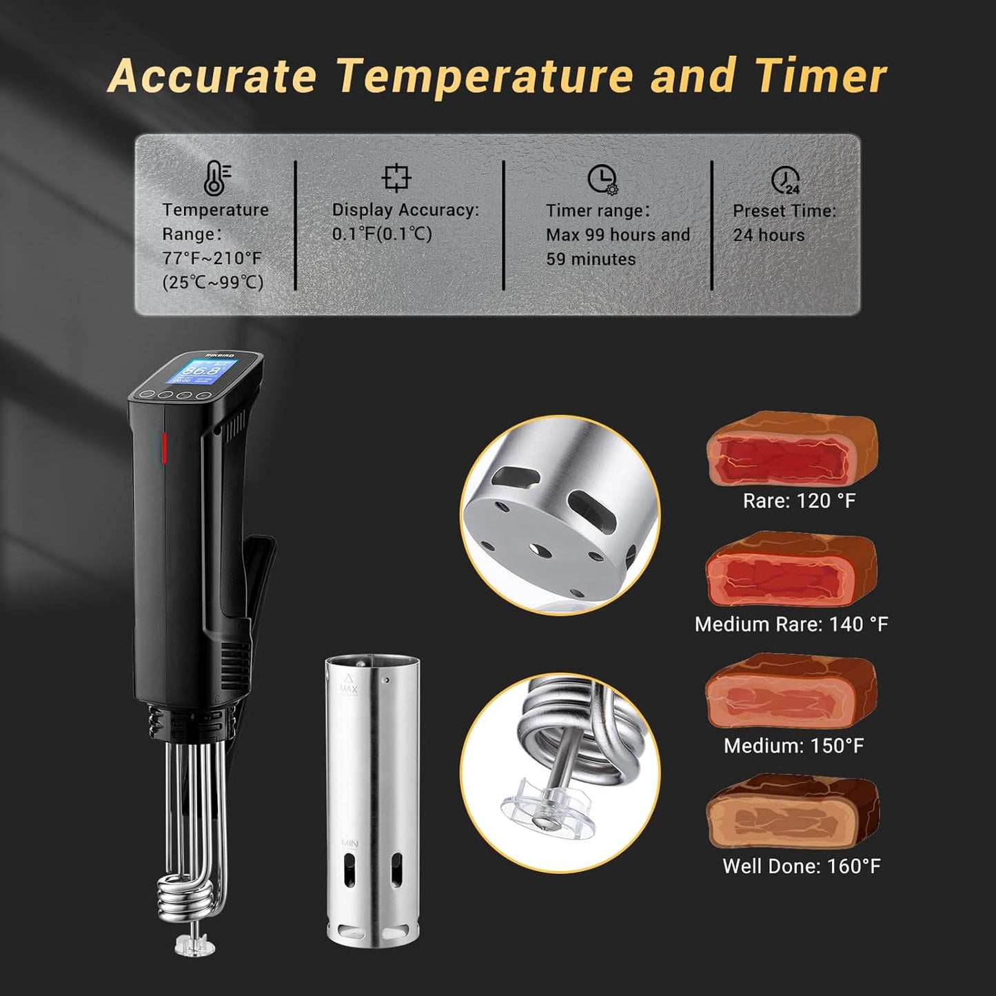 Sous Vide Cooker, 1000 Watts Máquinas para Cocinar al Vacío, INKBIRD.