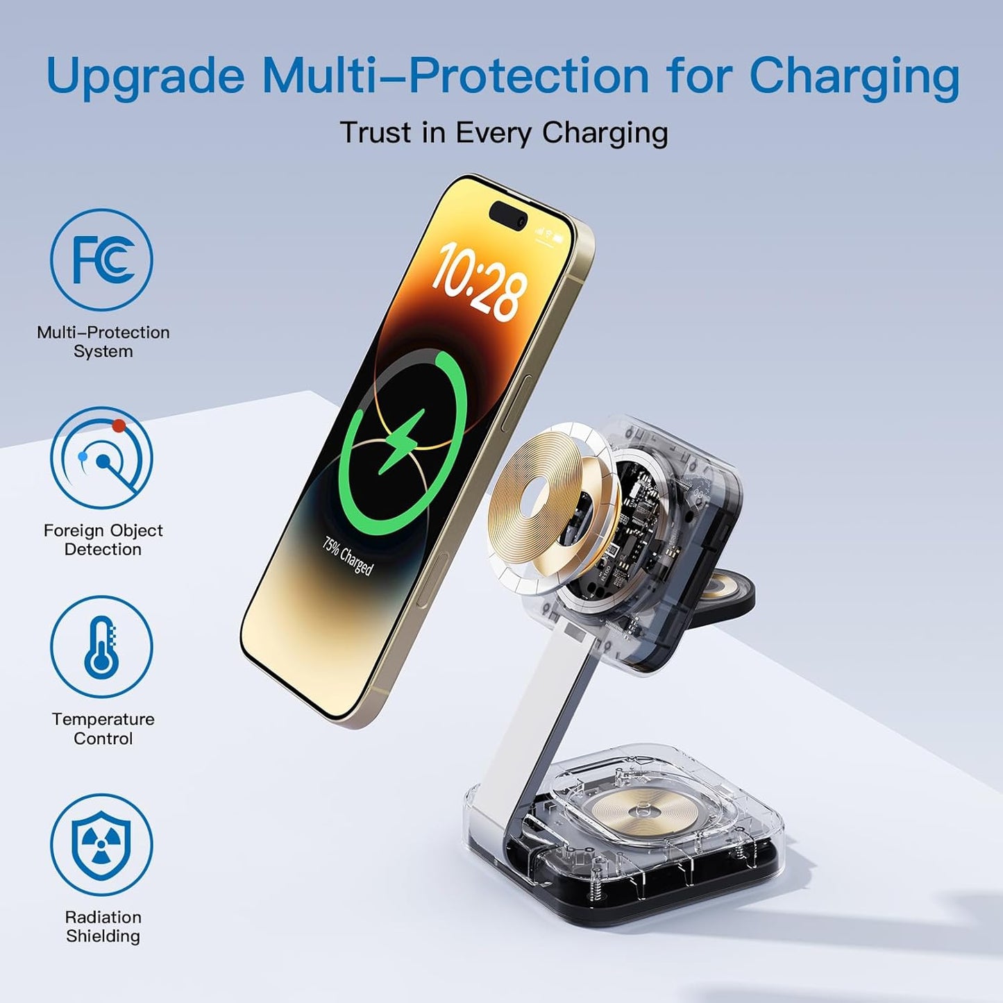 Estación de carga rápida inalámbrica Mag-Safe, 3 en 1,  magnético.