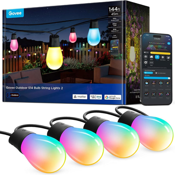 Guirnalda de luces Govee S14 H702C, 144 pies, IP66 Comp. con Alexa