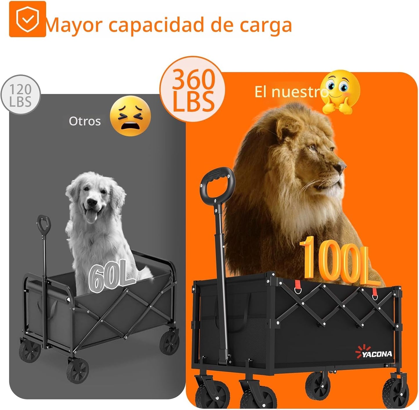 Carrito plegable multiusos, compras, playa, jardín, deporte, etc.