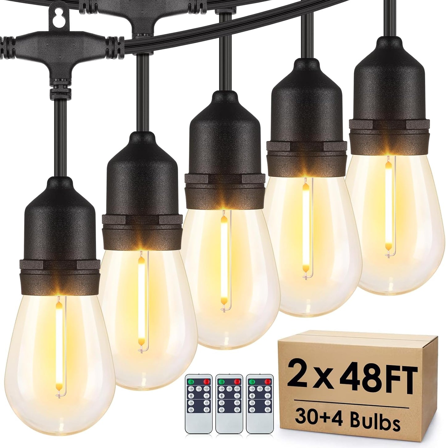 Cadena de luces para exteriores de 96 pies (2 x 48) (USADA).