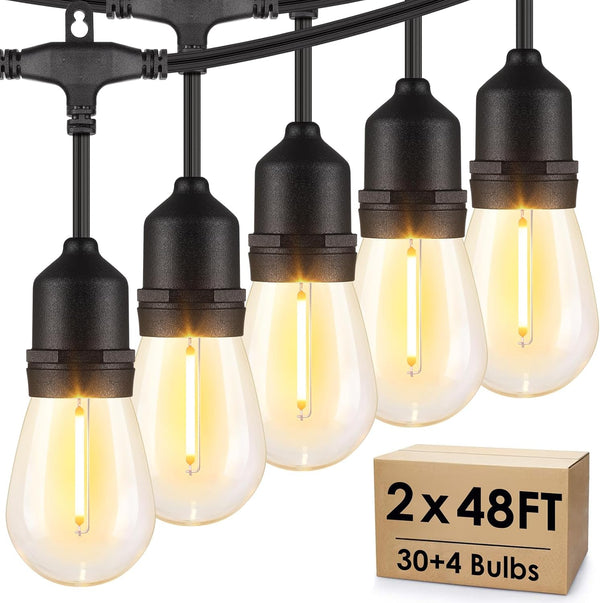 Cadena de luces para exteriores de 96 pies (2 x 48) (USADA).