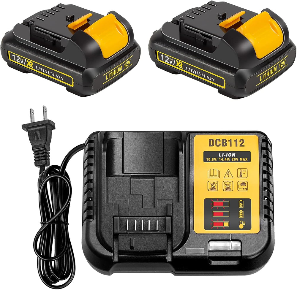 Kit de 2 baterías DCB120 de 3.0 A con cargador, compatible Dewalt.