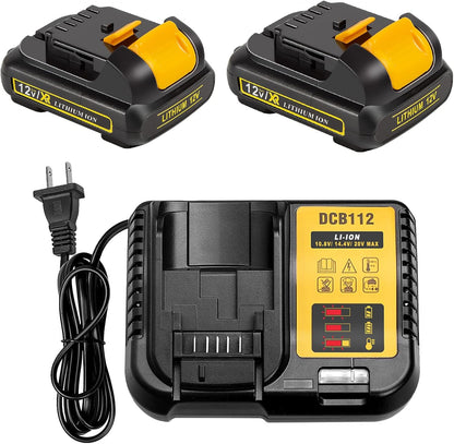 Kit de 2 baterías DCB120 de 3.0 A con cargador, compatible Dewalt.