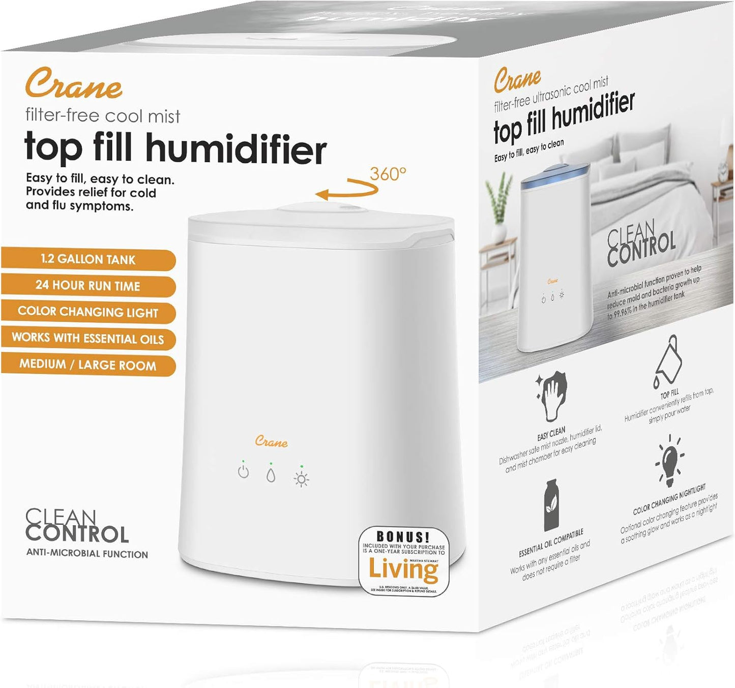 Humidificador ultrasónico de niebla fría, apagado automático, con luz.
