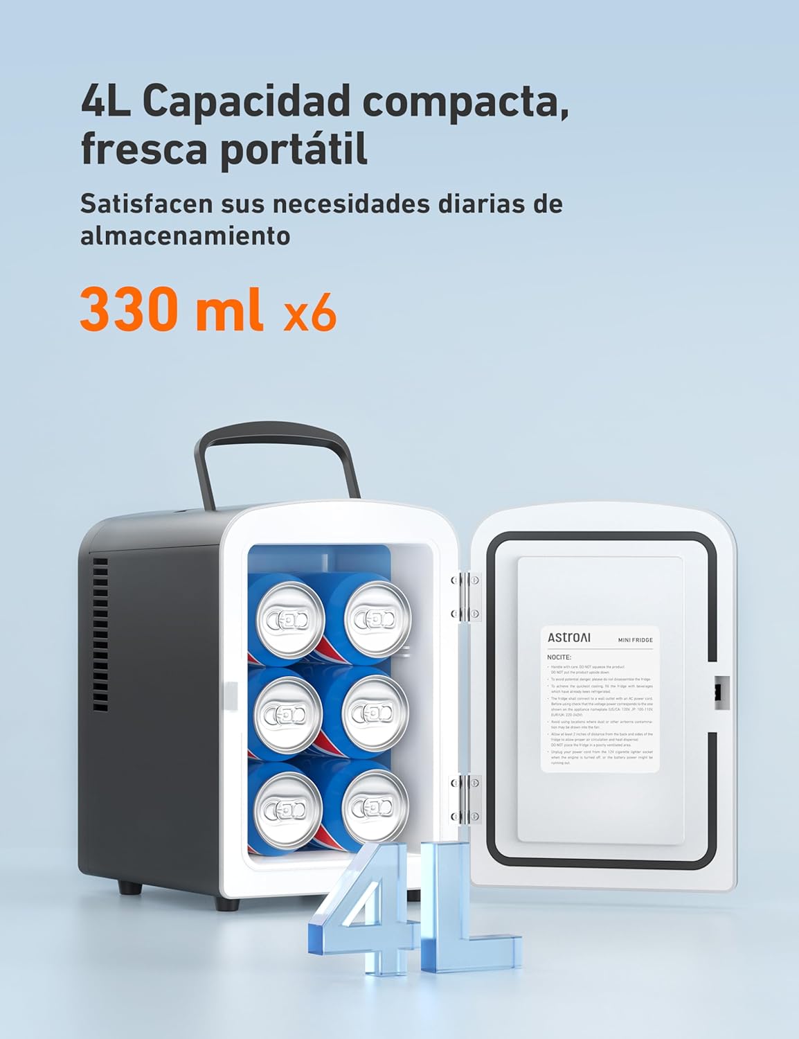 Mini Refrigerador Portátil, Electrica para el Skincare 4L. Astro AI