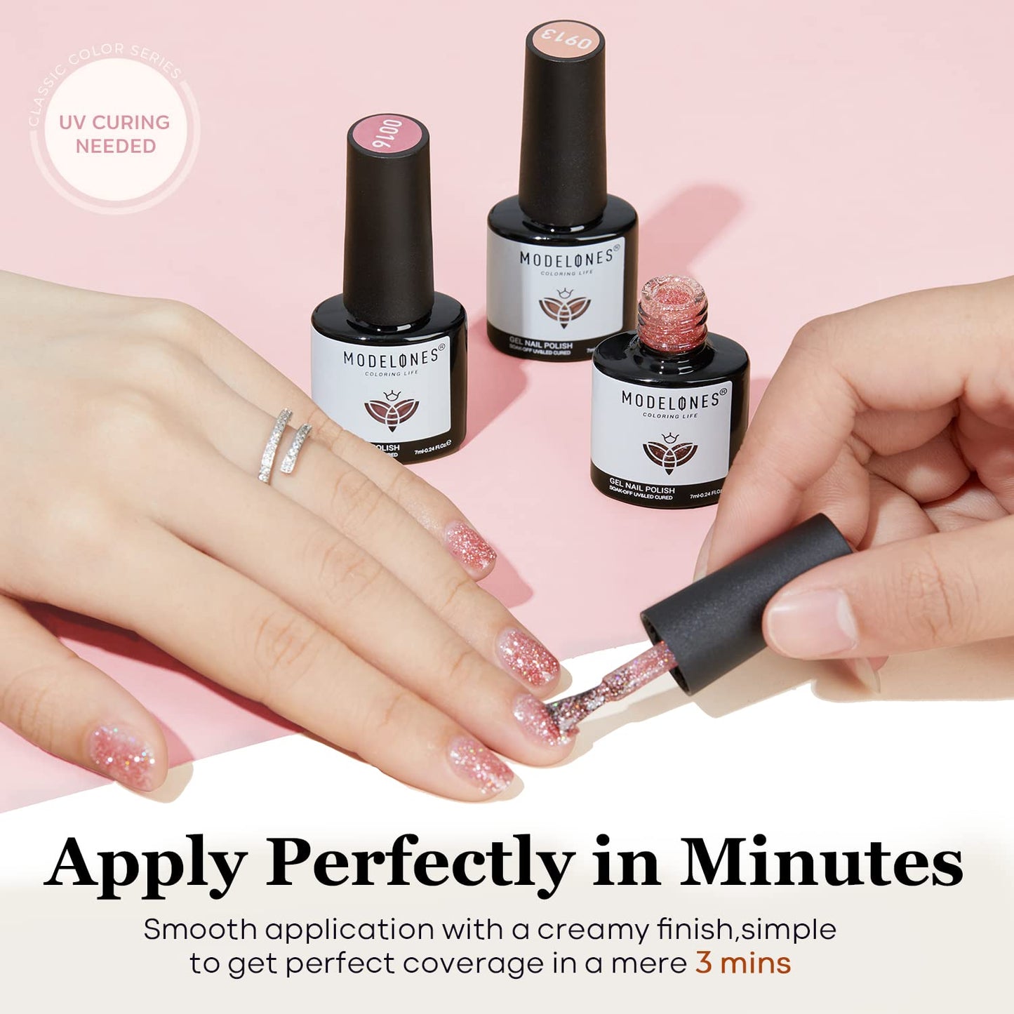 Modelones, Kit de 38 esmaltes de uñas en gel, Colores B-Glamorous.