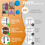 Rack Organizador para Tapetes de Yoga y Gimnasio con Soporte para Pelota