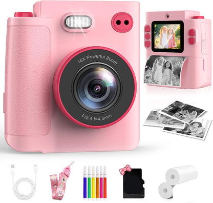 Cámara para niños, digital HD 1080P, tarjeta SD, impresión y selfie.