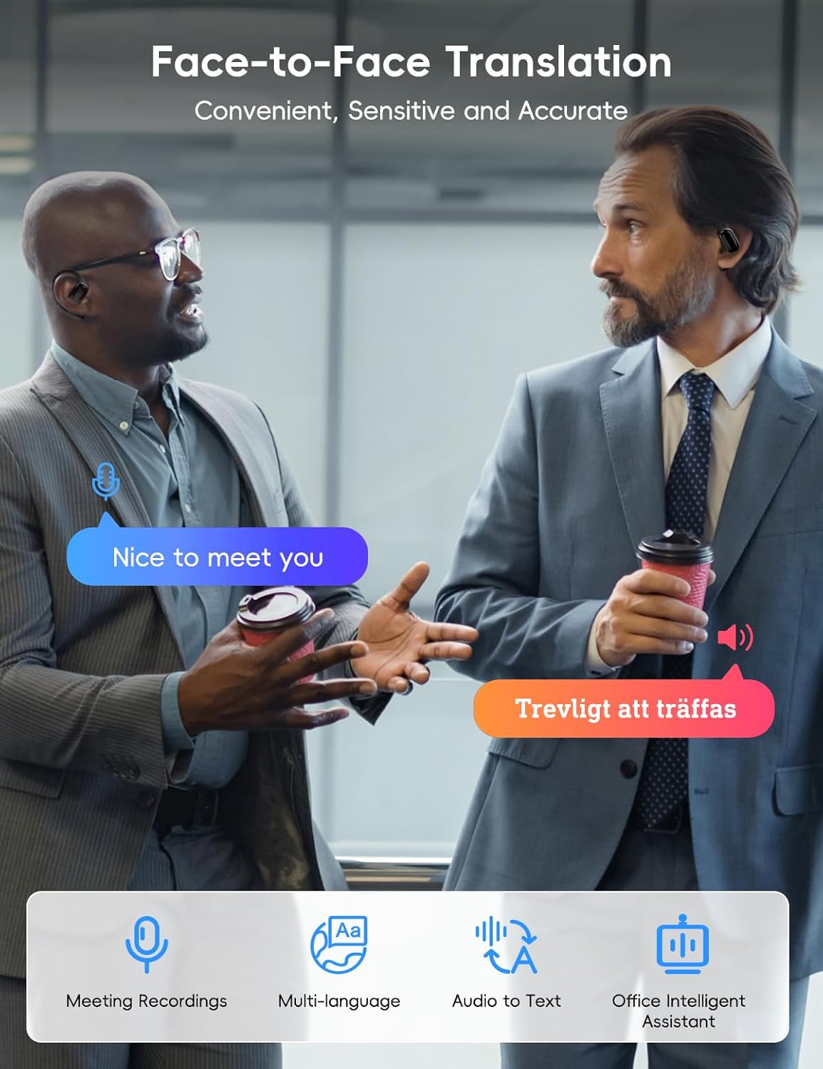 Auriculares Open Ear, de traducción de idiomas, Bluetooth.(USADO).