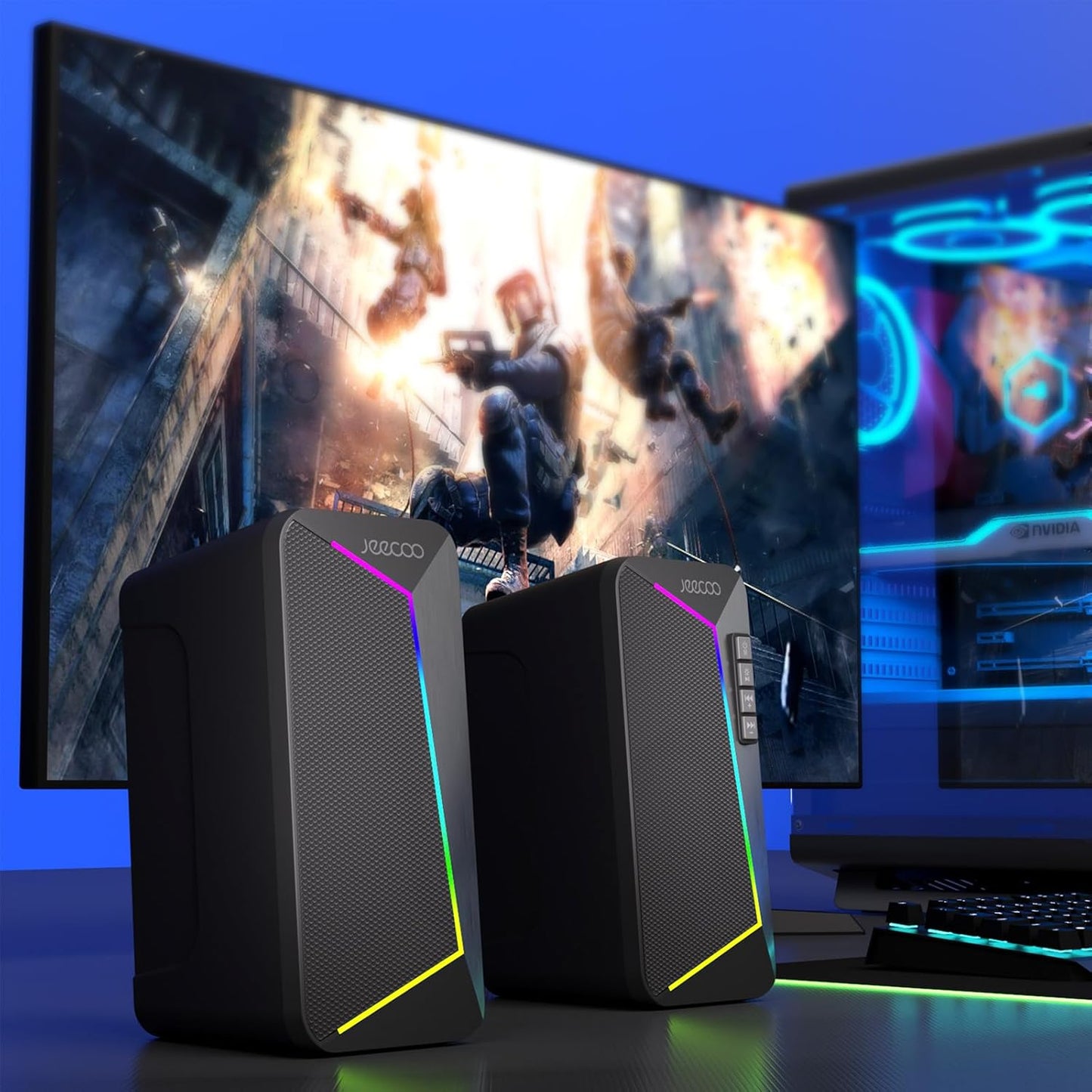 Jeecoo M30 - Altavoces Bluetooth para computadora, altavoces RGB.