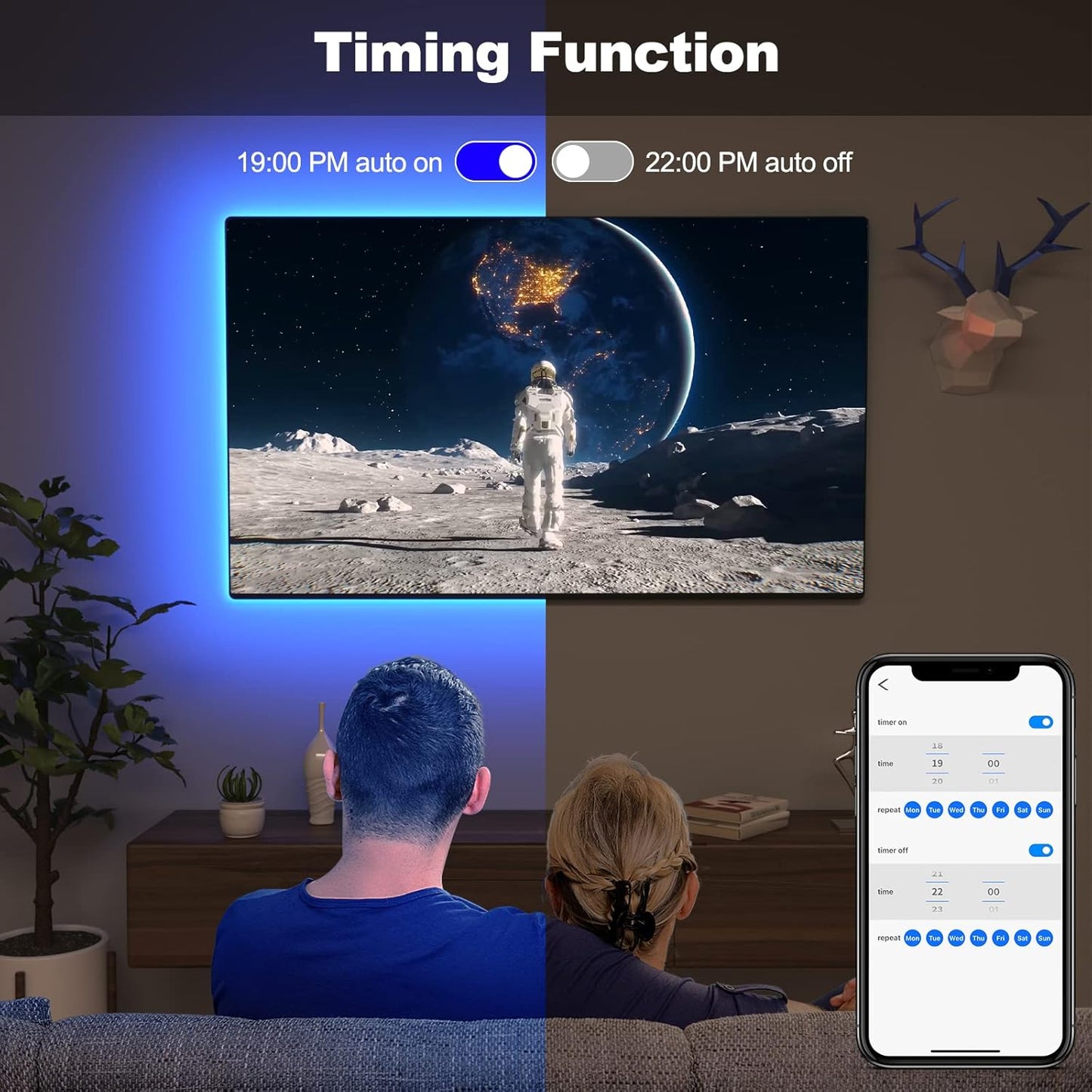 Retroiluminación LED para TV,  de 60 a 70", RGB, Bason, control remoto.