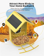 Comedero para pájaros con cámara, energía solar, identificación AI.