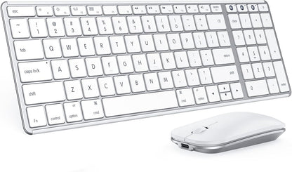 Teclado y mouse Bluetooth, Seenda, recargable, delgado, inalámbrico.
