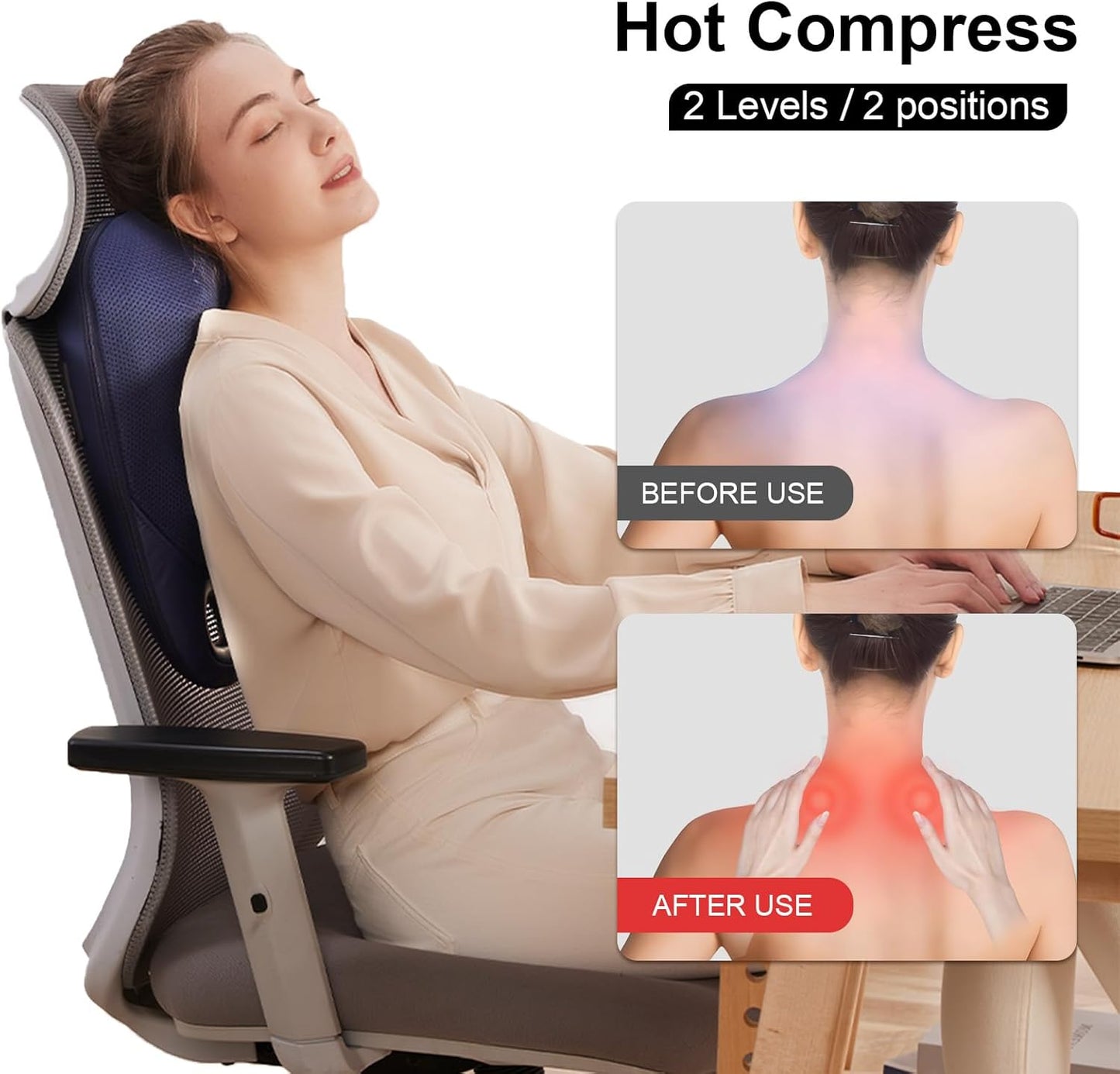 Masajeador de espalda de mano con mango ergonómico, superficie texturizada.