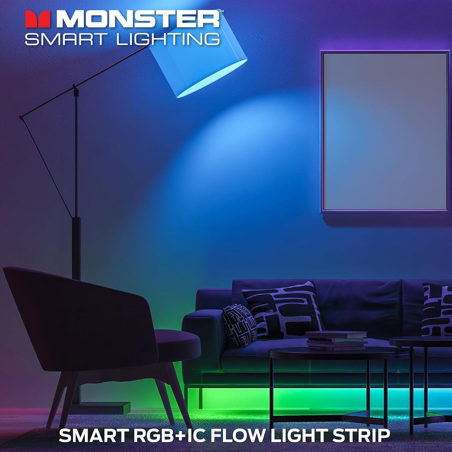 Tira de luces LED RGBIC, de 100 pies, Monster Smart, LED540.