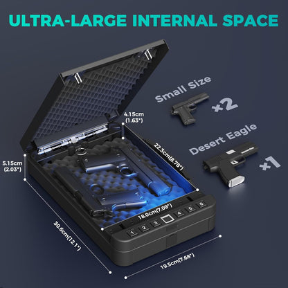 Caja Fuerte Biométrica Para 2 Pistolas Huella PIN Llave Rápida