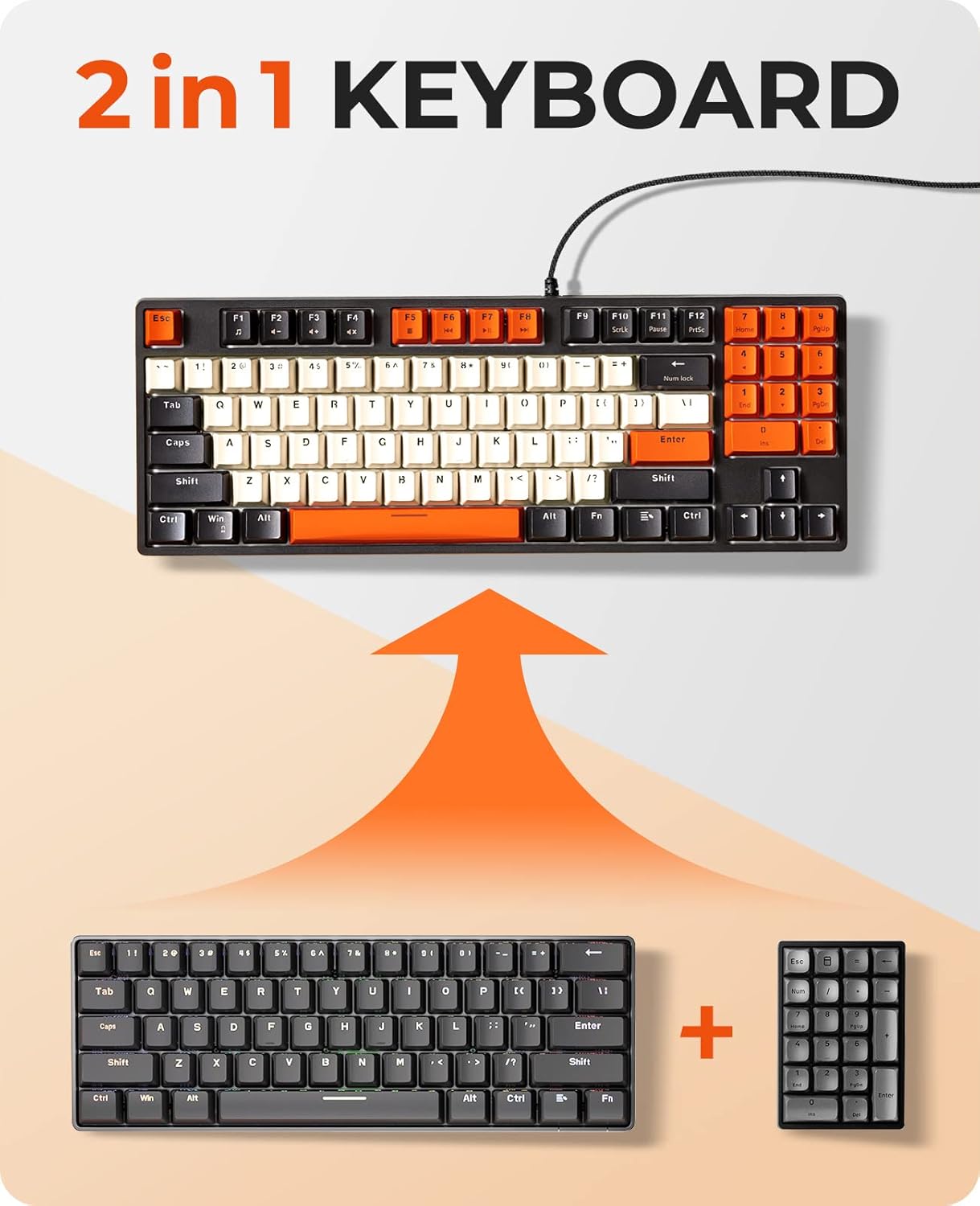 havit Teclado mecánico con cable y teclado compacto.