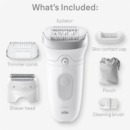 Afeitadora y recortadora para mujeres, húmedo y seco, Braun Silk-épil 7.