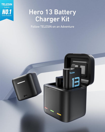 TELESIN Hero13 - Kit de cargador de batería – Paquete de 2 baterías.