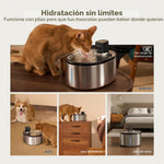 Fuente de agua Smartoo, inalámbrica para gatos de acero inoxidable.