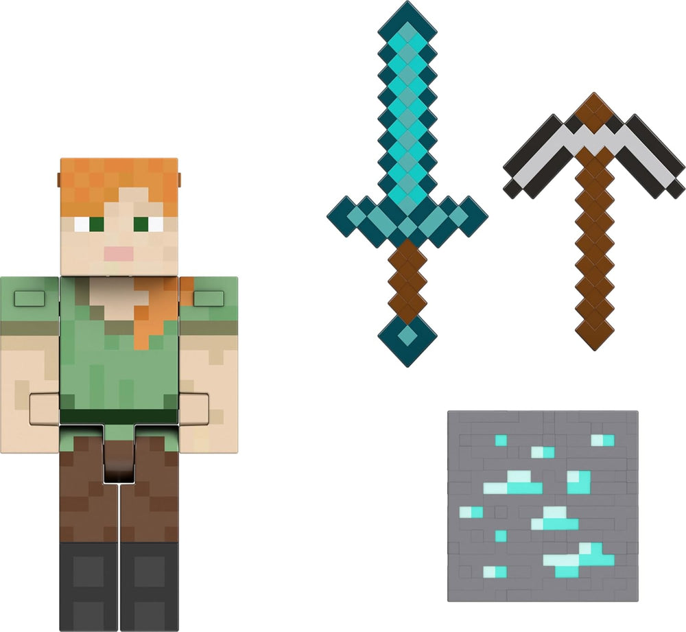 Mattel, Minecraft Diamond Figura de Acción Alex Coleccionable 5.5''.