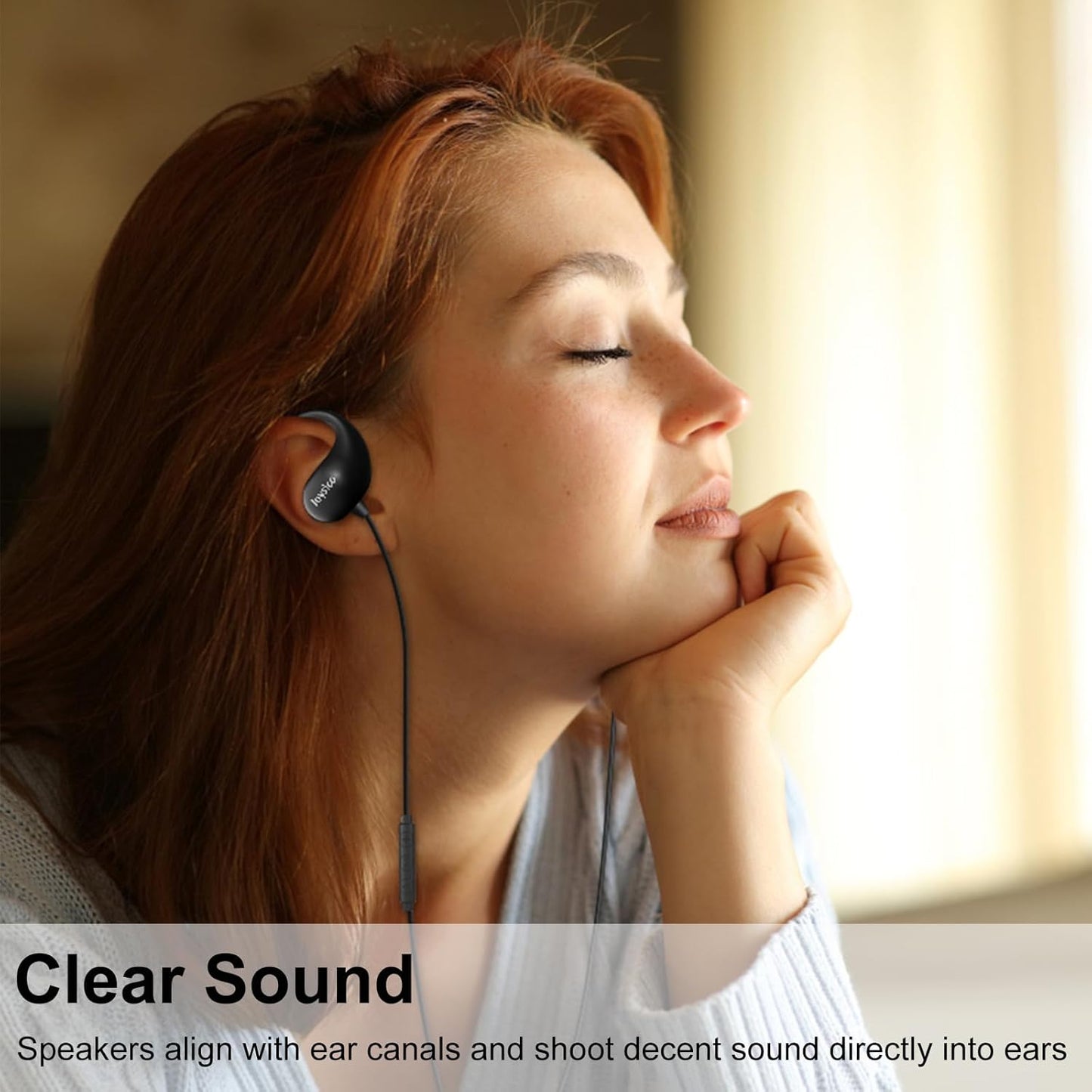 Joysico - Auriculares con cable de oreja abierta con micrófono.