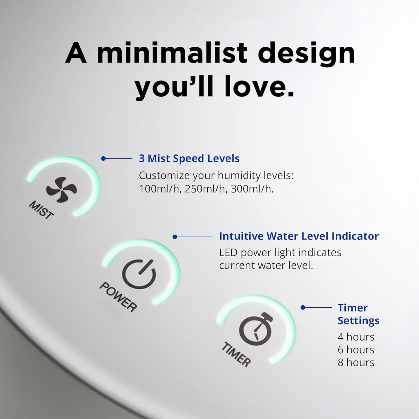 Carepod Humidificador,acero inoxidable 31S, ultrasónico, niebla fría.