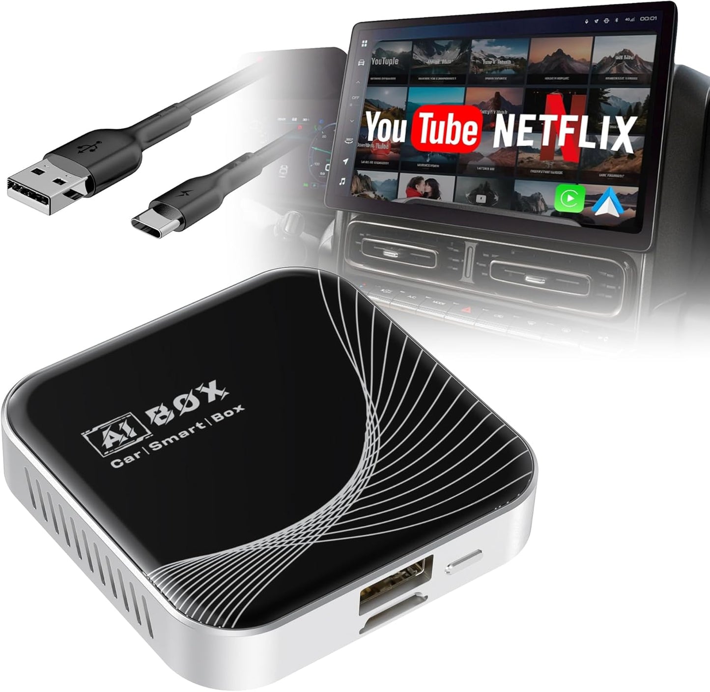 3 en 1 Adaptador inalámbrico CarPlay. Plug & Play