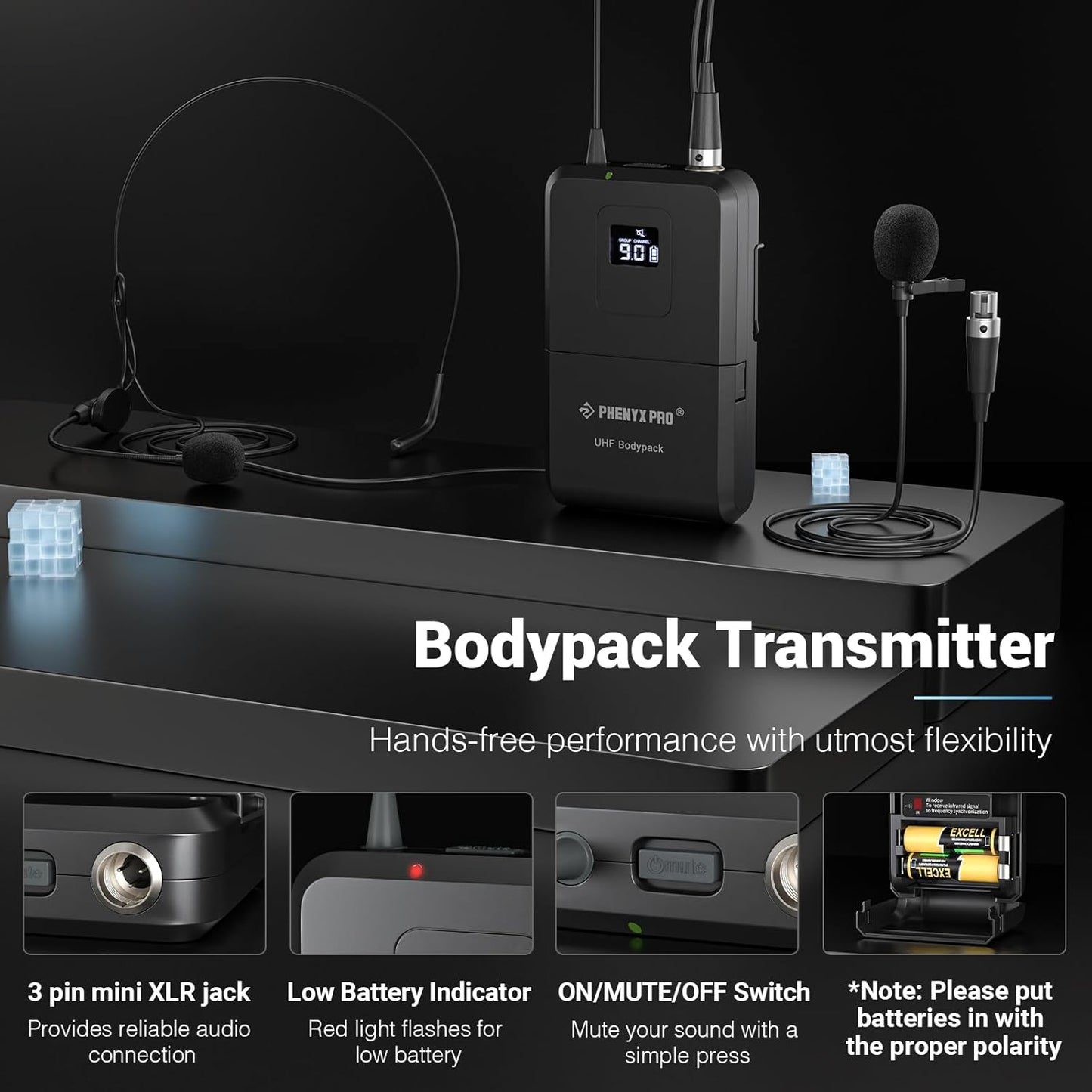 Phenyx Pro Sistema de micrófonos inalámbricos, 4 canales.