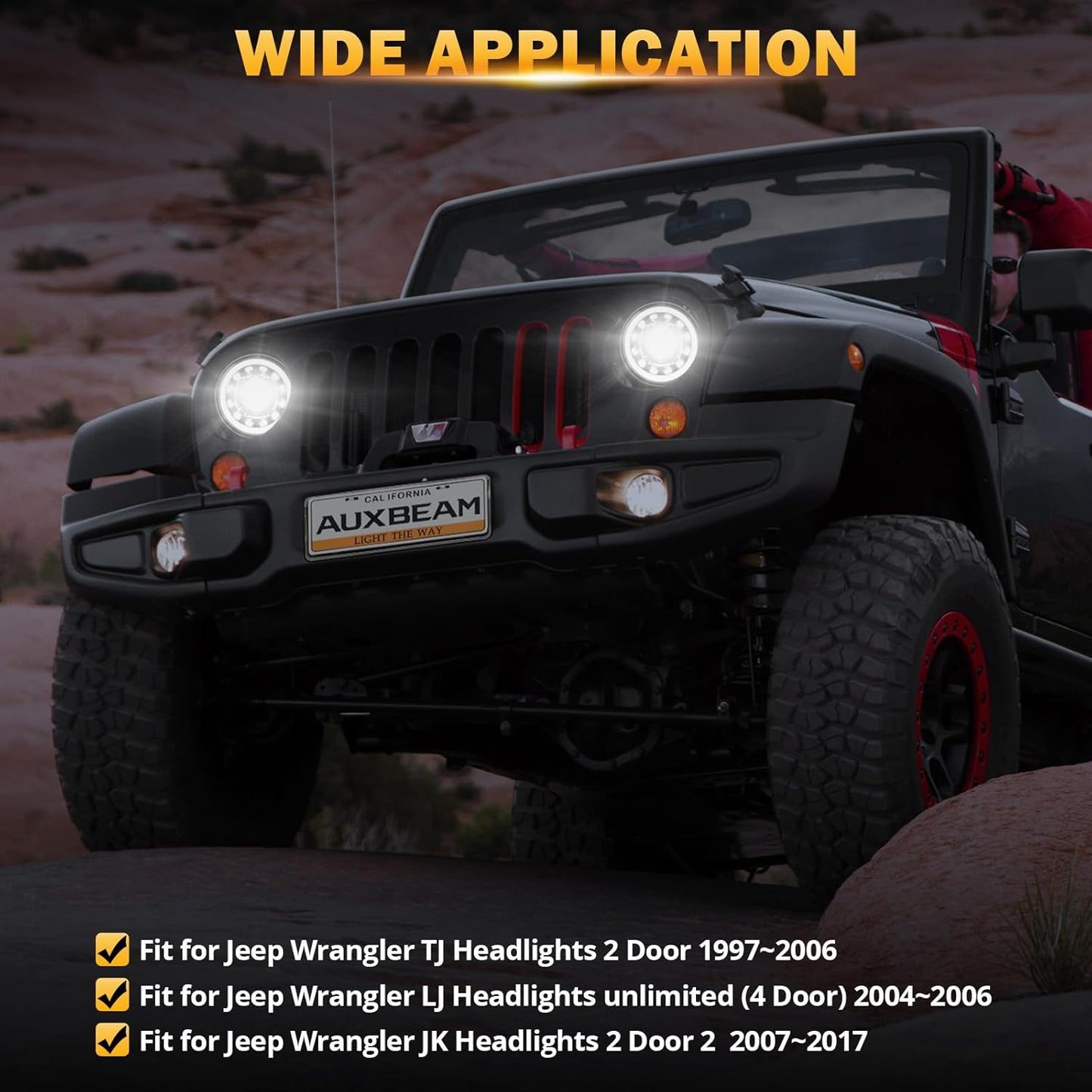 Auxbeam Faros LED de 7 pulgadas H6024 con señal de giro DRL.