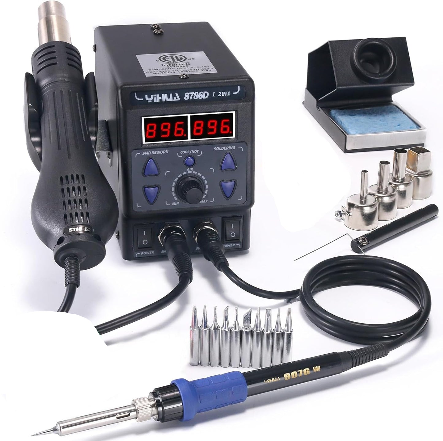Estación de soldadura y retrabajo de aire caliente, YIHUA 8786D.