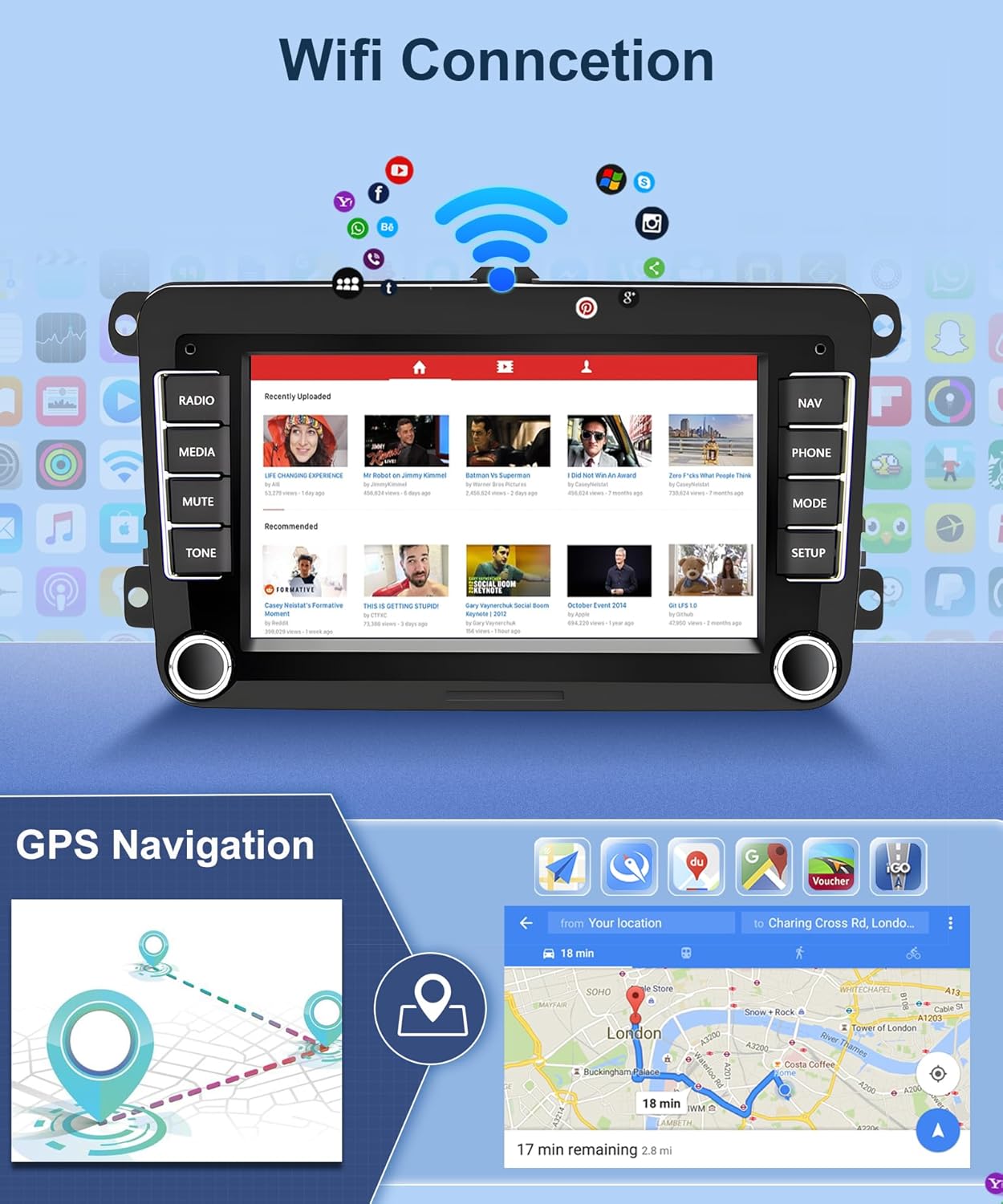Radio estéreo de coche Android 13 2G+64G 7" (USADO)