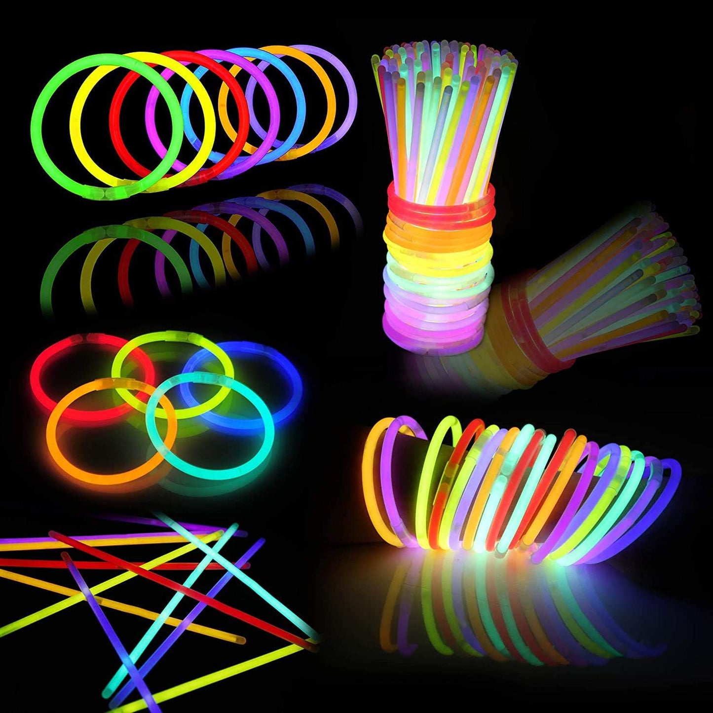 Glow Sticks Bulk 8" pulseras que Brillan en la Oscuridad, 400pcs.