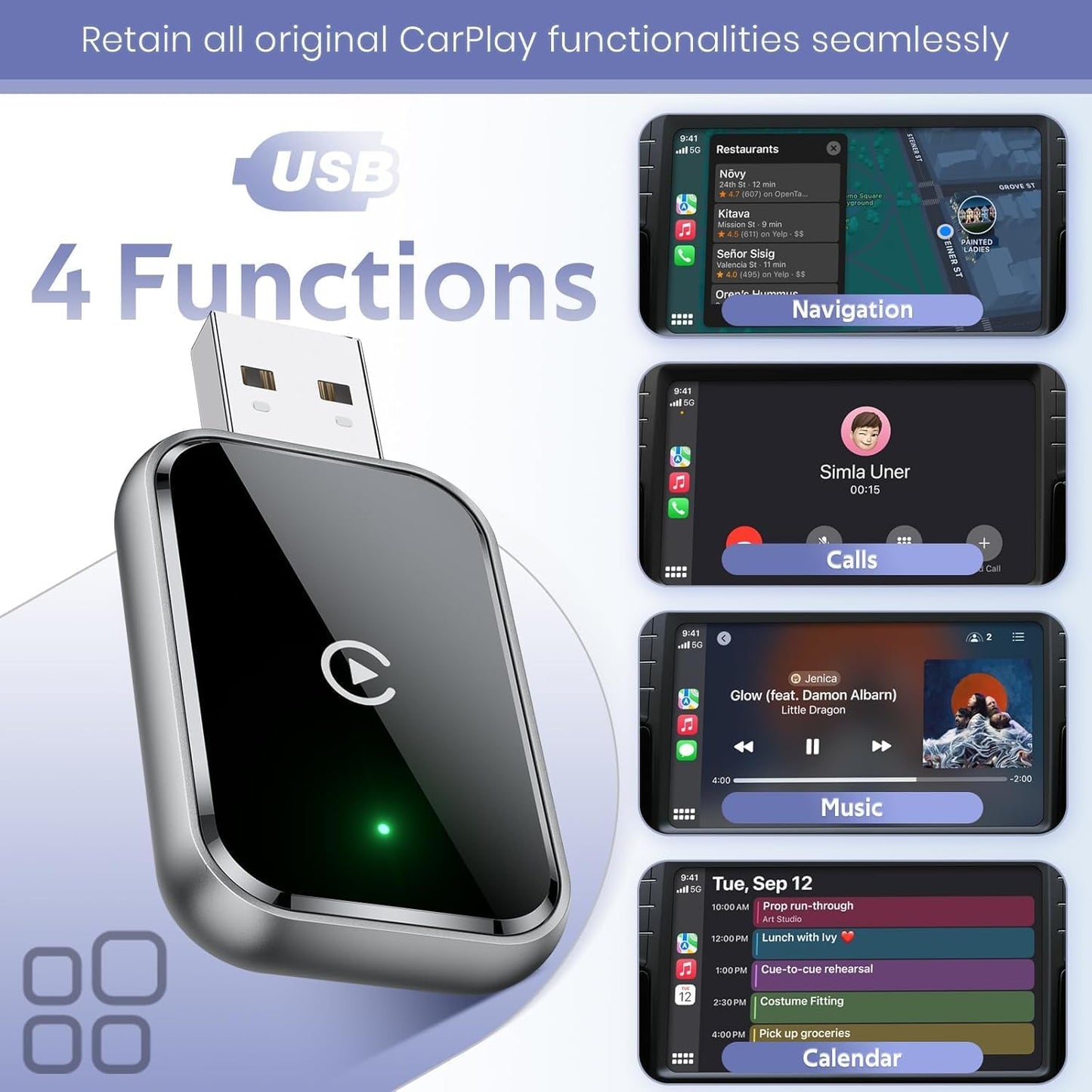 Adaptador inalámbrico CarPlay, para iPhone, Mini Size