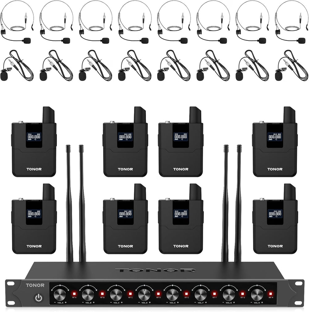 Set de Micrófonos Inalámbricos Tonor TW388, UHF 8 X 12 (USADO)