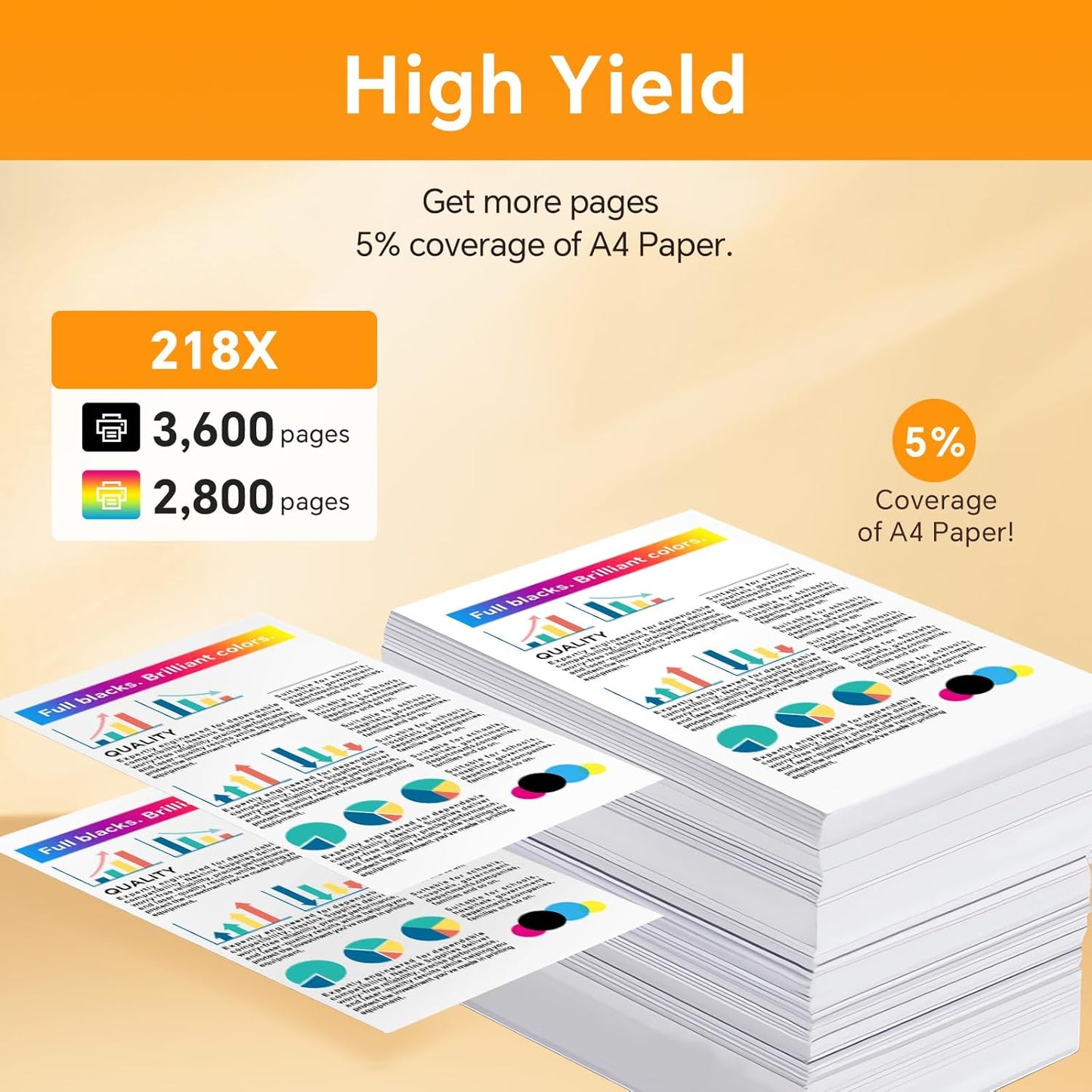 Paquete de 4 cartuchos de tóner 218X, 1negro, 3 colores, sin chip.