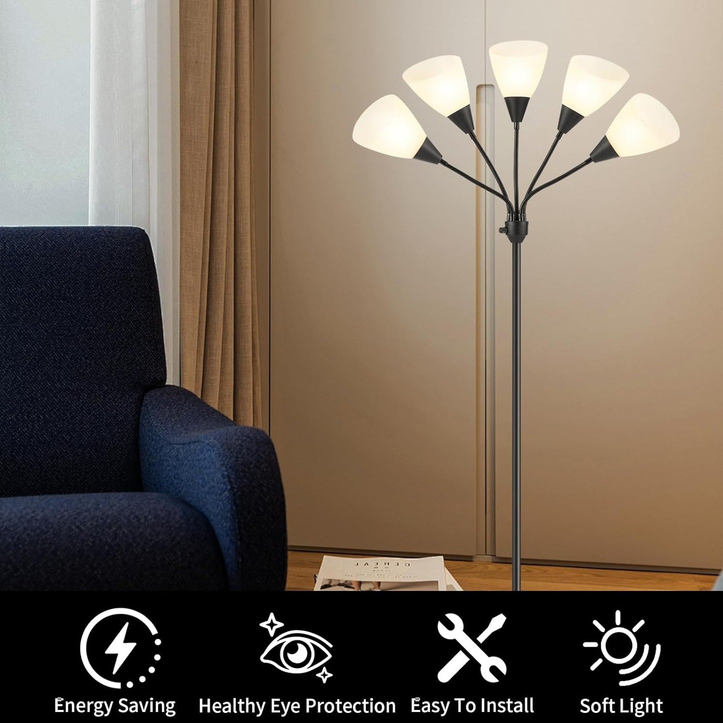 Honoding Medusa - Lámparas De Pie Con 5 Cabezales