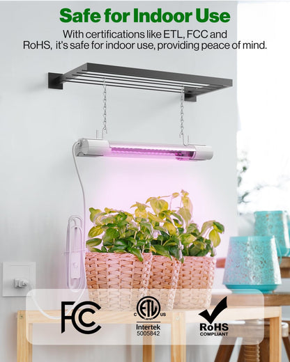 Luz LED de crecimiento, 1 pie, para plantas de interior, enlazable.