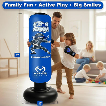 Saco de boxeo inflable azul Ninja de 63 pulgadas para niños — vista 5