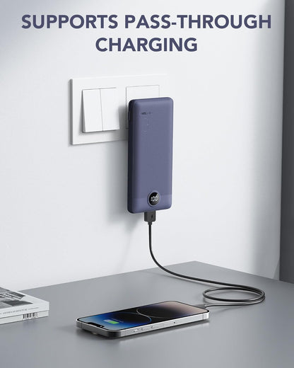 Cargador portátil con cables y enchufe de pared, 10000 mAh (USADO).