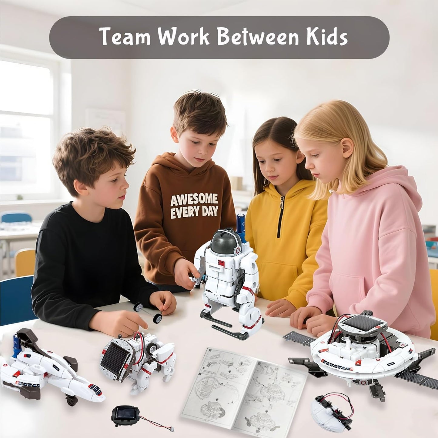 Kit de construcción de robot solar 6 en 1 para niños (USADO)