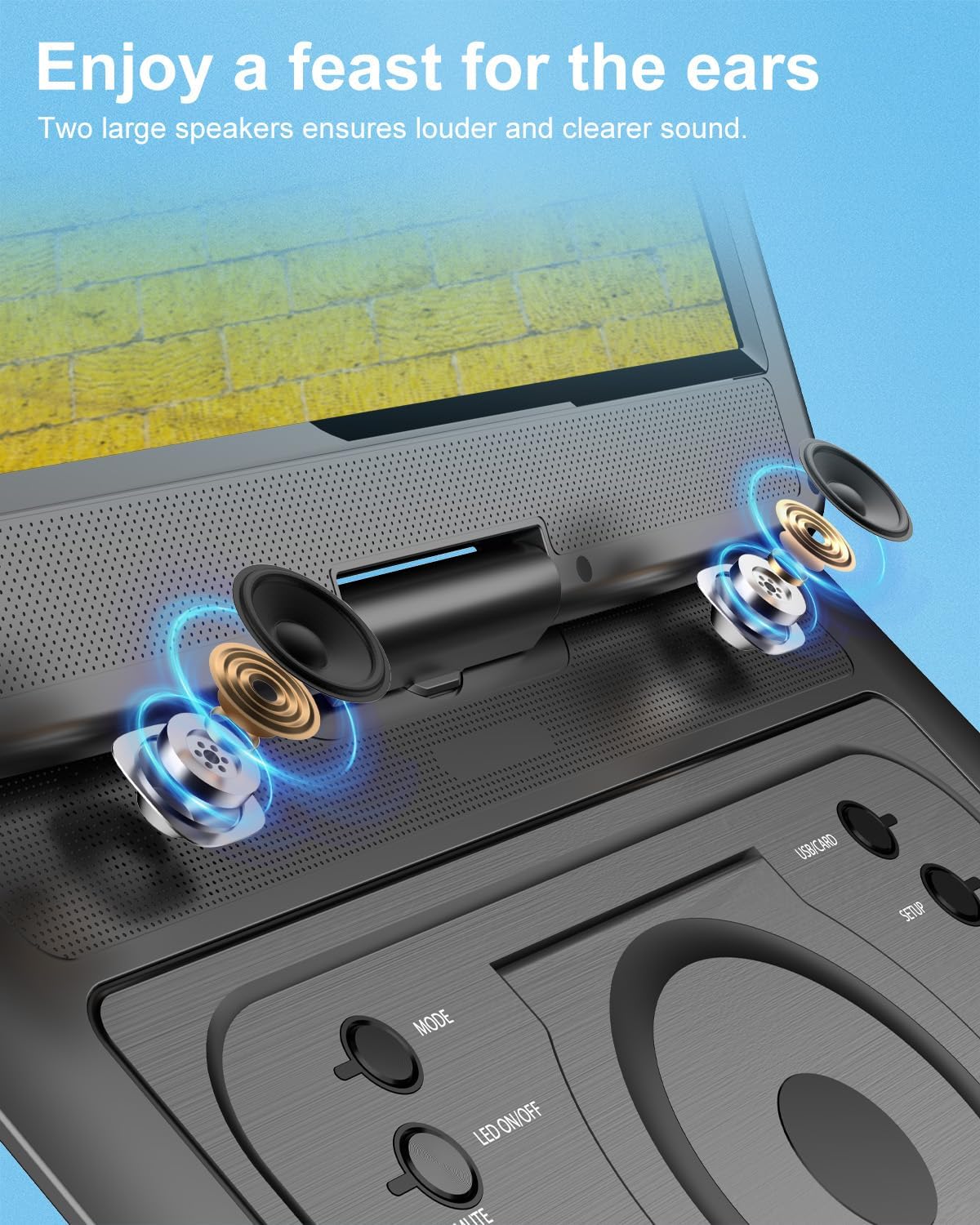 Reproductor de DVD portátil, Magofly 14.1", CD, DVD, SD, VCD.