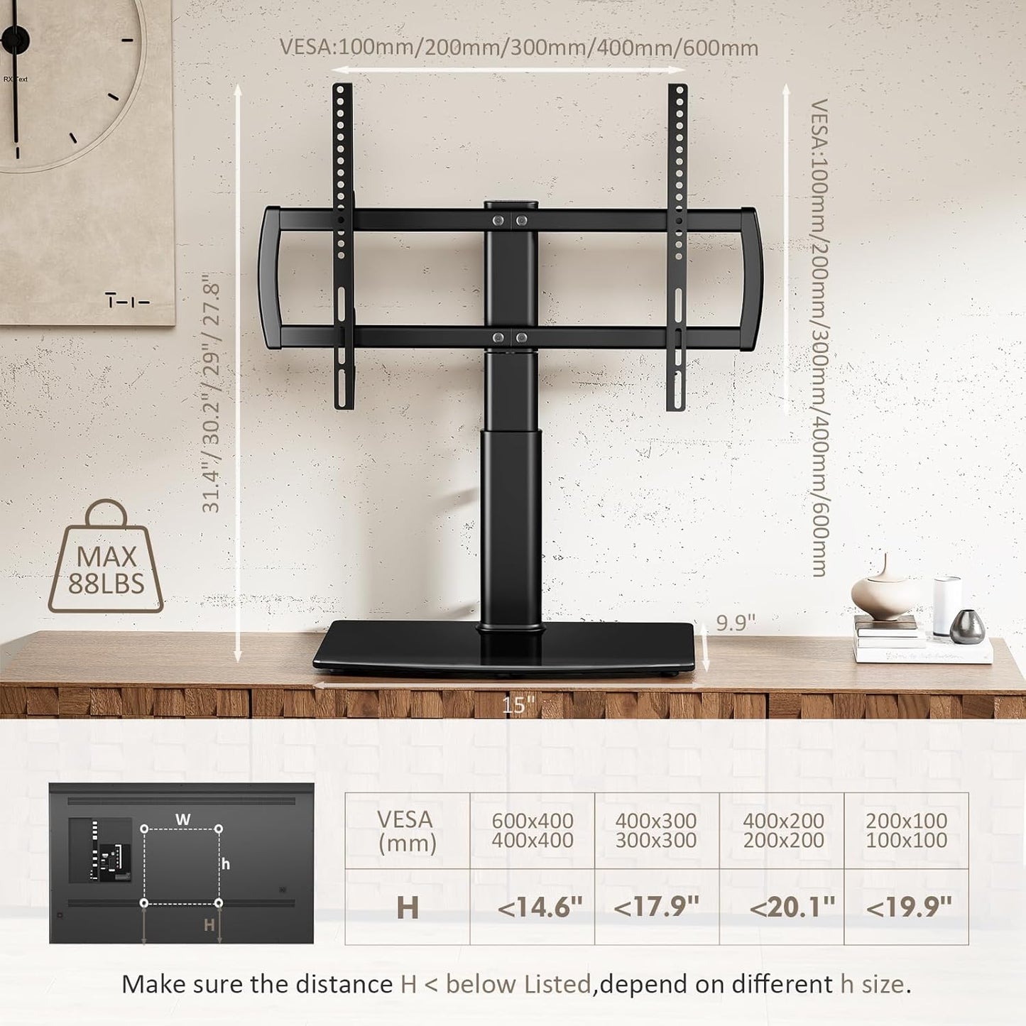 Soporte Universal Giratorio para TV de 32 a 70", Ajustable 4 Niveles.