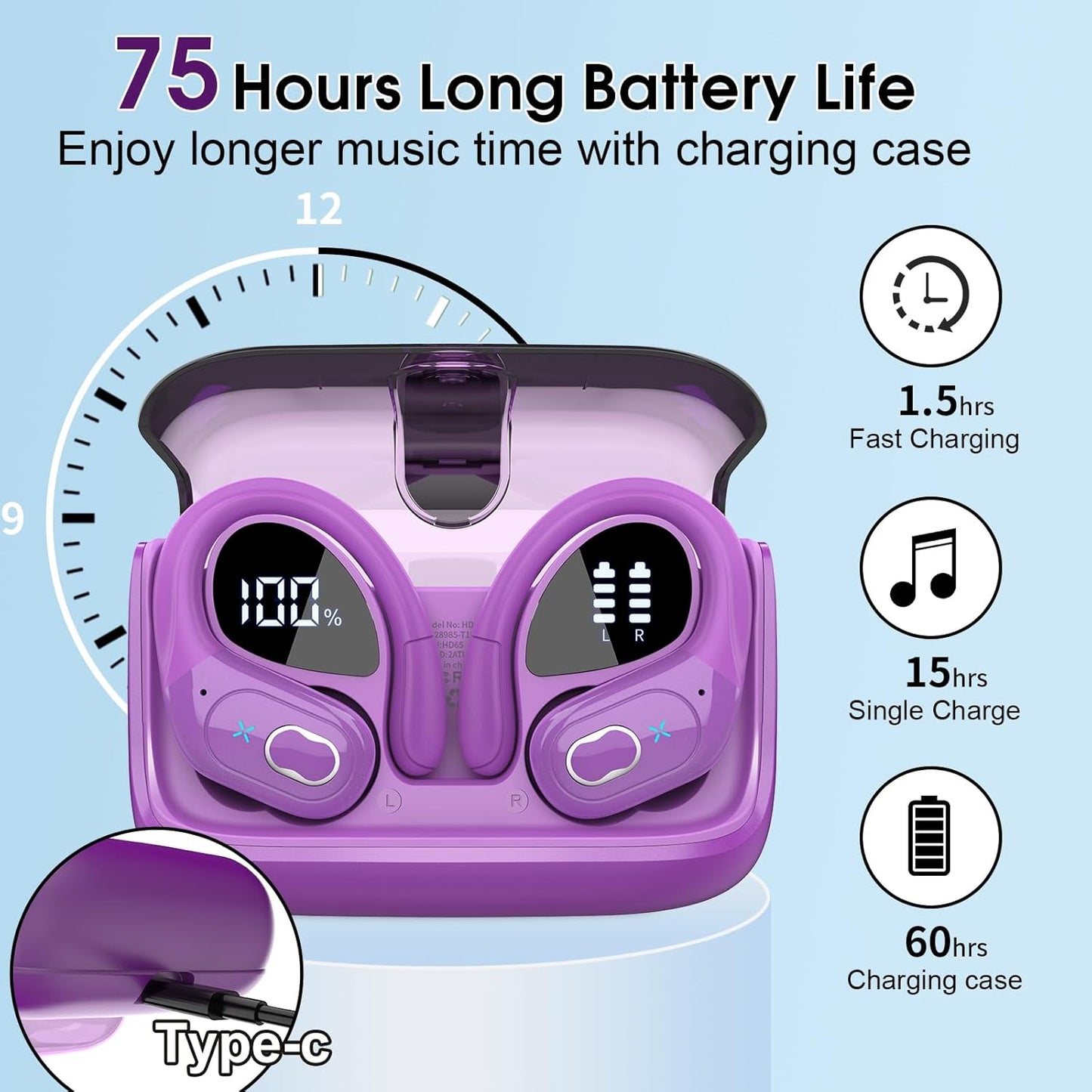 Auriculares inalámbricos con Bluetooth 5.4 Aptkdoe (USADO)