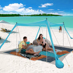 Tienda de campaña de playa con manta, 11 X 11 FT, protección UV50+.