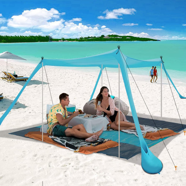 Tienda de campaña de playa con manta, 11 X 11 FT, protección UV50+.