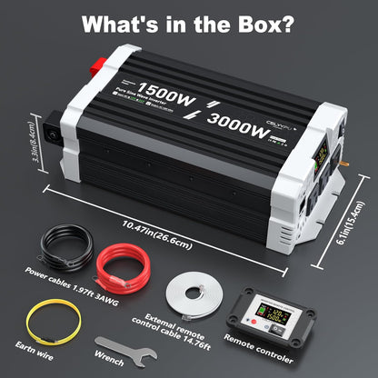 Inversor De Corriente CELYYPU 1500W Onda Sinusoidal Pura 12V