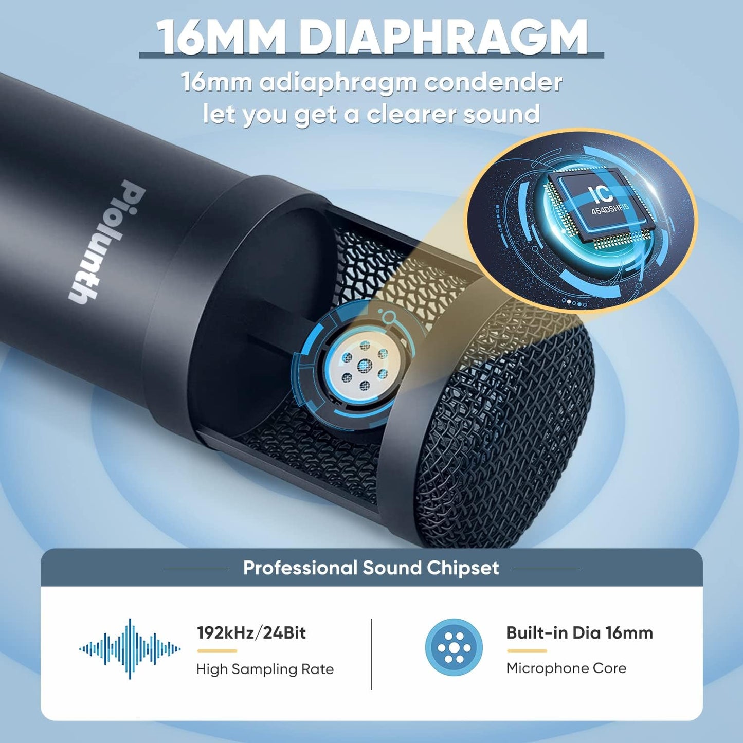 Micrófono condensador USB Piolunth Plug & Play